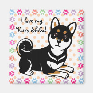 Kuro Shiba Inu HundeCartoon Magnet