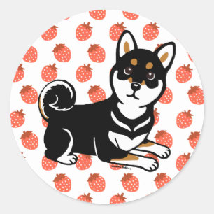 Kuro Shiba Inu HundeCartoon Runder Aufkleber