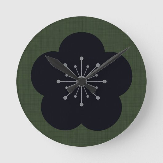KURO UME - Bold-Khaki Runde Wanduhr (Vorderseite)