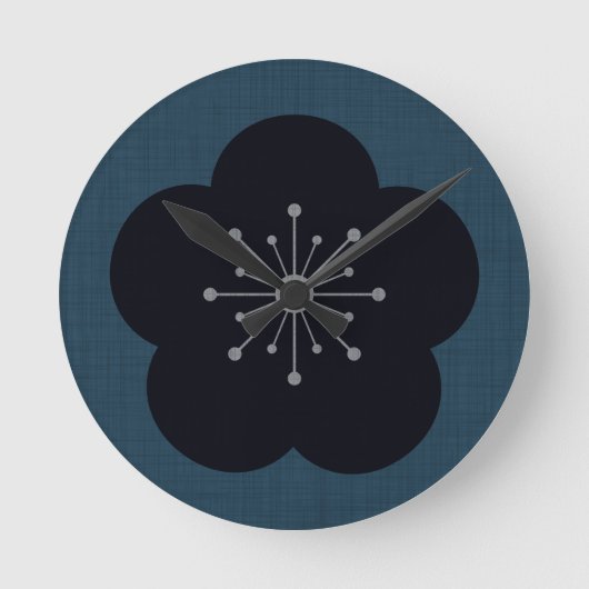 KURO UME - Bold - Navy Runde Wanduhr (Vorderseite)