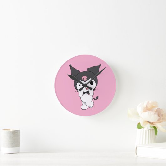 Kuromi Wall Clock – Cute Sanrio-Inspired Room Deco Runde Wanduhr (Zuhause)