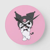 Kuromi Wall Clock – Cute Sanrio-Inspired Room Deco Runde Wanduhr (Vorderseite)