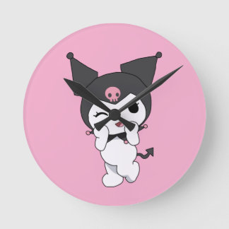 Kuromi Wall Clock – Cute Sanrio-Inspired Room Deco Runde Wanduhr