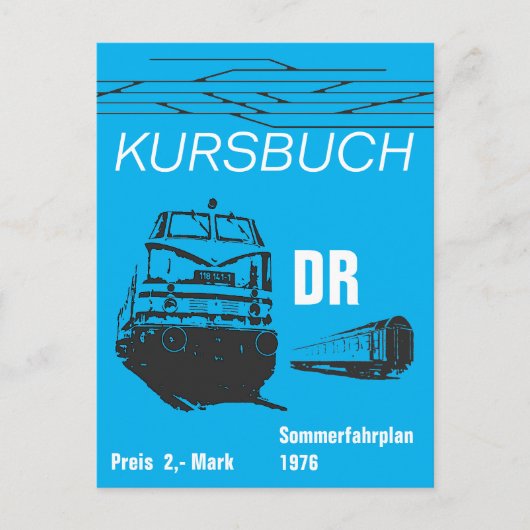 Kursbuchdesign Deutsche Reichsbahn Postkarte (Vorderseite)