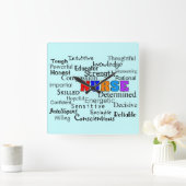 Kurse-Uhr "Wörter zu beschreiben" Quadratische Wanduhr (Zuhause)