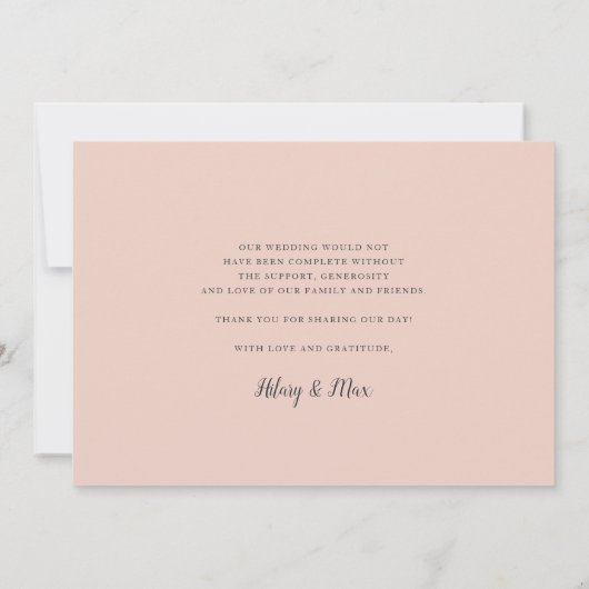 kursiv | Hochzeitsreise-Foto-Flat Dankeschön-Karte Dankeskarte (Rückseite)