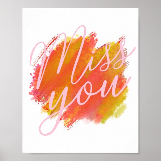 kursiv vermisse ich dich bunt Aquarell Poster (Vorne)