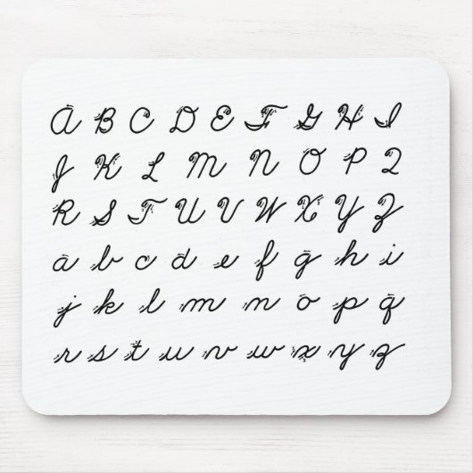 Kursive-Schreibschrift-Tabelle Mousepad (Vorne)