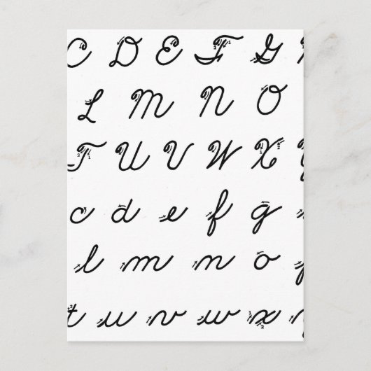 Kursive-Schreibschrift-Tabelle Postkarte (Vorderseite)