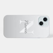 Kursiver Name oder anderer Text mit Monogramm | Fa iPhone 15 Hülle (Rückseite (Horizontal))