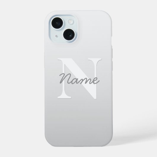 Kursiver Name oder anderer Text mit Monogramm | Fa iPhone 15 Hülle (Rückseite)