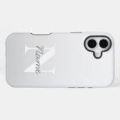 Kursiver Name oder anderer Text mit Monogramm | Fa iPhone Hülle (Rückseite (Horizontal))