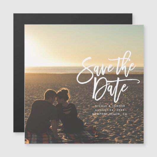 kursives Drehbuch horizontal, Landschaft Magneteinladung (Vorne/Hinten)