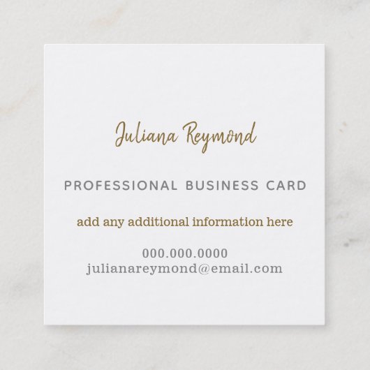 kursives handgeschriebenes weibliches Liebeherz Quadratische Visitenkarte (Rückseite)