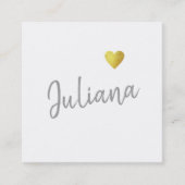 kursives handgeschriebenes weibliches Liebeherz Quadratische Visitenkarte (Vorderseite)