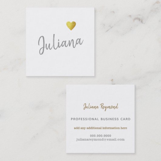 kursives handgeschriebenes weibliches Liebeherz Quadratische Visitenkarte (Vorne/Hinten)
