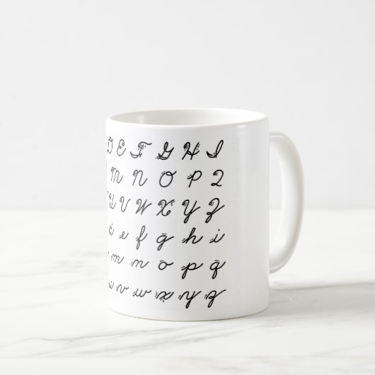 Kursivhandschriftsdiagramm Kaffeetasse (VorderseiteRechts)
