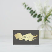 Kursivschrift | Gold gebürstet Visitenkarte (Stehend Vorderseite)