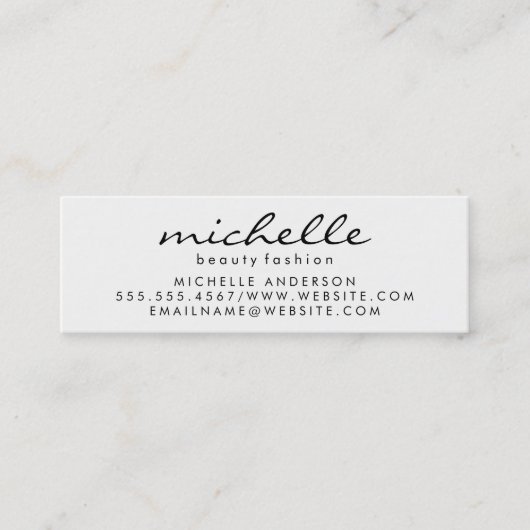 Kursivschrift | Weiß Grau Mini Visitenkarte (Vorderseite)