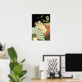 Kurtisane mit Ogi-Fächer Poster (Heimbüro)