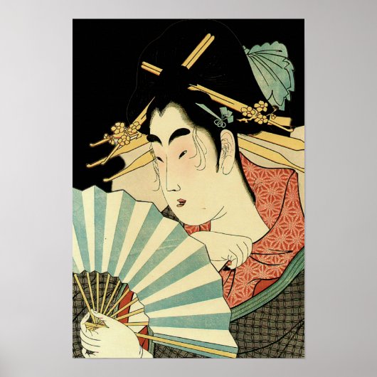 Kurtisane mit Ogi-Fächer Poster (Vorne)