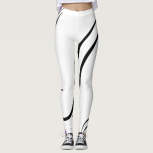 Kurve Elegance, weiße Leggings - Geometrischer Flu