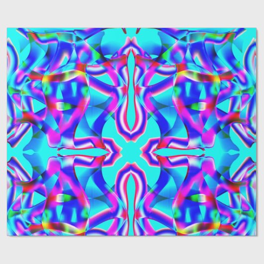 Kurve, farbige Formen und blauer Hintergrund Geschenkpapier (Flach)