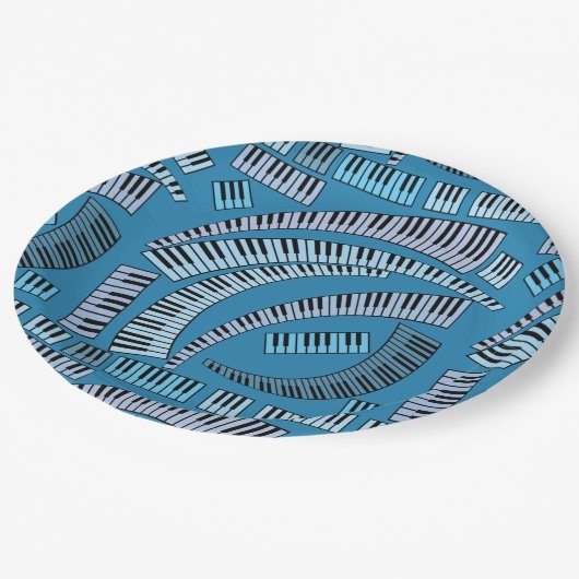 Kurve Klaviertasten Pappteller (Schrägansicht)