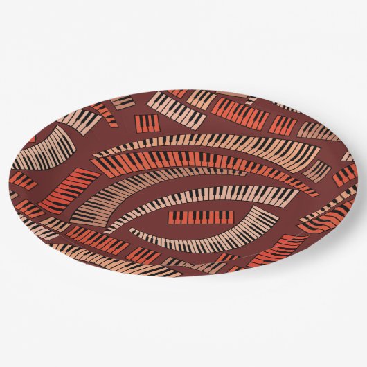 Kurve Klaviertasten Pappteller (Schrägansicht)