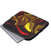 Kurve, rote und goldene Striche mit dunklen Teilen Laptopschutzhülle (Vorne Knopf)