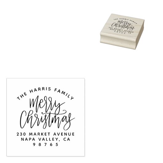 Kurve Textfamilie Name Weihnachten Rücksendeadress Gummistempel (Stempel)