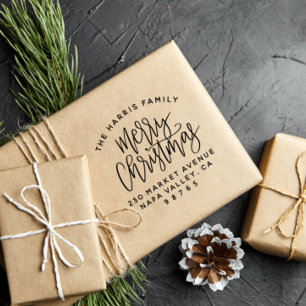Kurve Textfamilie Name Weihnachten Rücksendeadress Gummistempel