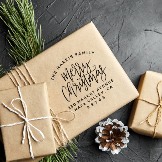 Kurve Textfamilie Name Weihnachten Rücksendeadress Gummistempel