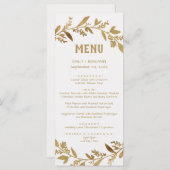 Kurve Zweige | Gold Dinner Menu Card Menükarte (Vorne/Hinten)