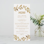 Kurve Zweige | Gold Dinner Menu Card Menükarte (Stehend Vorderseite)