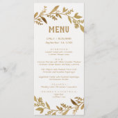 Kurve Zweige | Gold Dinner Menu Card Menükarte (Vorderseite)