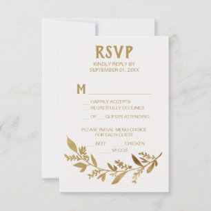 Kurve Zweige   Gold Menu Choice RSVP Card