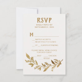 Kurve Zweige | Gold Menu Choice RSVP Card Karte