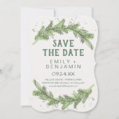 Kurve Zweige | Green Save the Date Card (Vorderseite)