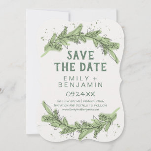 Kurve Zweige Green Save the Date Card