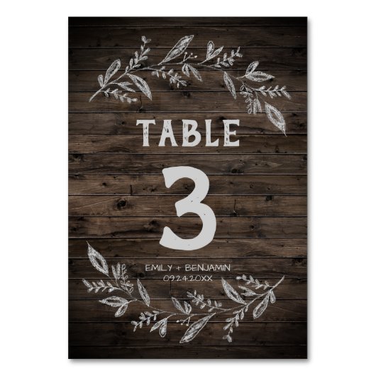 Kurve Zweige | Holz-Tischnummer Tischnummer (Rückseite)