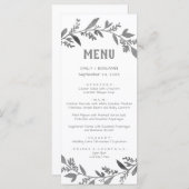 Kurve Zweige | Silver Dinner Menu Card Menükarte (Vorne/Hinten)