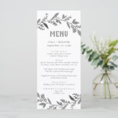 Kurve Zweige | Silver Dinner Menu Card Menükarte (Stehend Vorderseite)