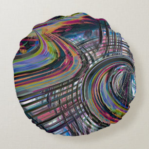 Kurven, die wie eine Weltraum-Straße aussehen, far Rundes Kissen