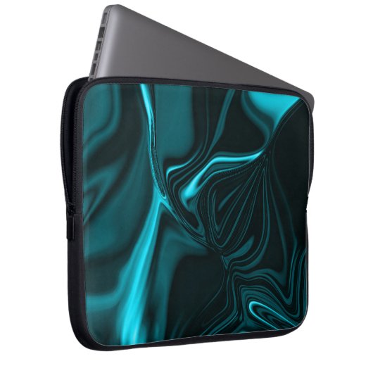 Kurven in dunkeltürkisblau, tiefer Himmel oder Cya Laptopschutzhülle (Vorne Rechts)