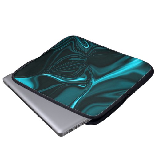Kurven in dunkeltürkisblau, tiefer Himmel oder Cya Laptopschutzhülle (Vorne Knopf)