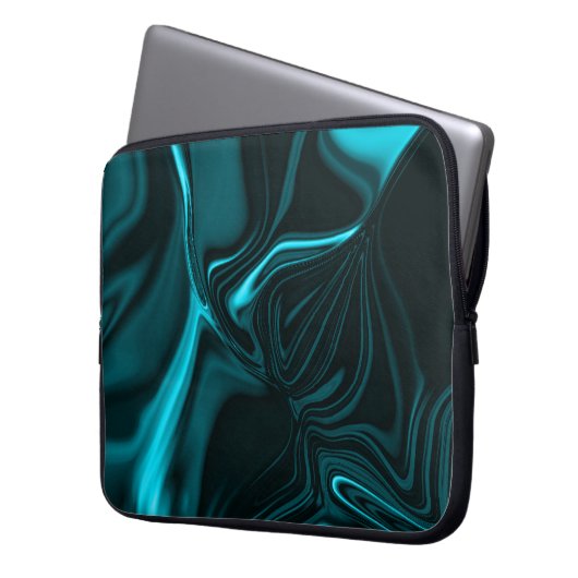 Kurven in dunkeltürkisblau, tiefer Himmel oder Cya Laptopschutzhülle (Vorderseite Links)