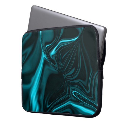 Kurven in dunkeltürkisblau, tiefer Himmel oder Cya Laptopschutzhülle (Vorderseite Links)