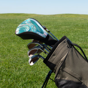 Kurven in hellen Farbtönen Blau und Rosa Golf Headcover