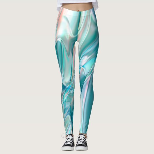 Kurven in hellen Farbtönen Blau und Rosa Leggings (Vorderseite)